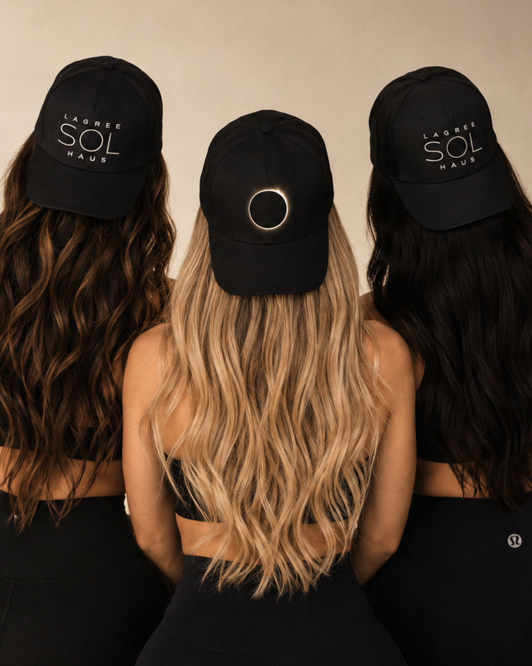 Three SOL Haus team members in black Lagree SOL Haus caps